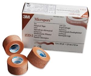 3M™ Micropore™ Tan Surgical Tape 1533-1 (1" x 10 yards) Box of 12 rolls