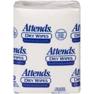 Attends Dry Wipes | Medium 10" x 13" | Bag of 50