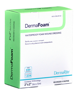 DermaRite DermaFoam Waterproof Dressing | 2" x 2" | 00290E | 1 Item