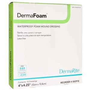DermaRite DermaFoam Waterproof Dressing | 4" x 4.25" | 00291E | 1 Item