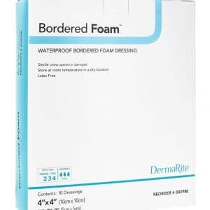 DermaRite Bordered Foam Waterproof Dressing | 4" x 4" | 00298 | 1 Item