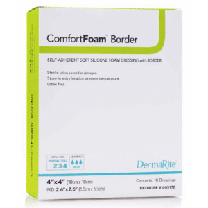 DermaRite ComfortFoam Border Dressing | 4" x 4" Sterile | 00317E | 1 Item