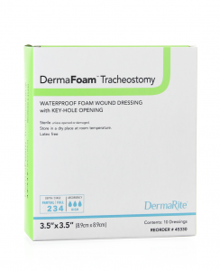 DermaRite DermaFoam Tracheostomy Waterproof Dressing | 3.5" x 3.5" | 45330 | 1 Item