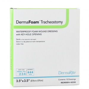 DermaRite DermaFoam Tracheostomy Waterproof Dressing | 3.5" x 3.5" | 45330 | 1 Item