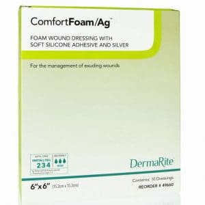 DermaRite ComfortFoam/Ag Dressing | 6" x 6" | 49660 | 1 Item