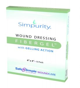 Safe-n-Simple FiberGel Wound Dressing | 4" x 4" | SNS56704 | Box of 10