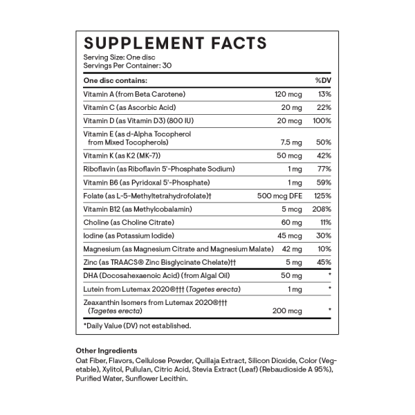 Thorne Kids Multi + Supplement Facts