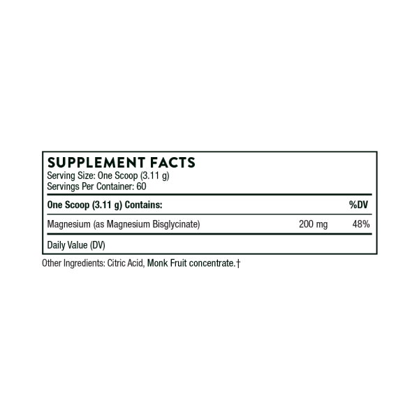 Thorne Magnesium Bisglycinate Supplement Facts