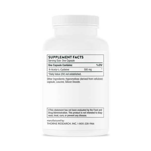 Thorne NAC - N-Acetylcysteine Supplement Facts