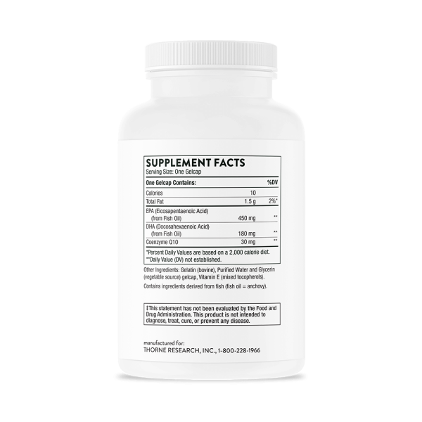 Thorne Omega-3 with CoQ10 Supplement Facts