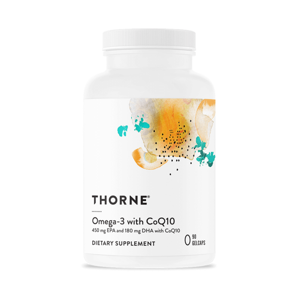 Thorne Omega-3 with CoQ10 | Cognition & Focus, Fish Oil & Omegas, Heart & Vessels, Hormone Support | SP616 | 90 Gelcaps