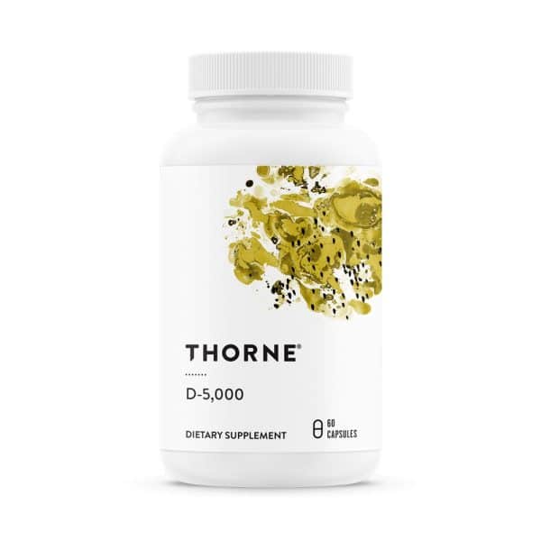 Thorne Vitamin D-5,000 - NSF Certified for Sport | Bone:Joint, Heart:Vessels, Immune, Hormone Support, Sports Performance | D138 | 60 Capsules