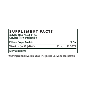 Thorne Vitamin K2 Supplement Facts