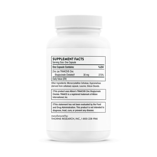 Zinc Bisglycinate 30 mg Supplement Facts