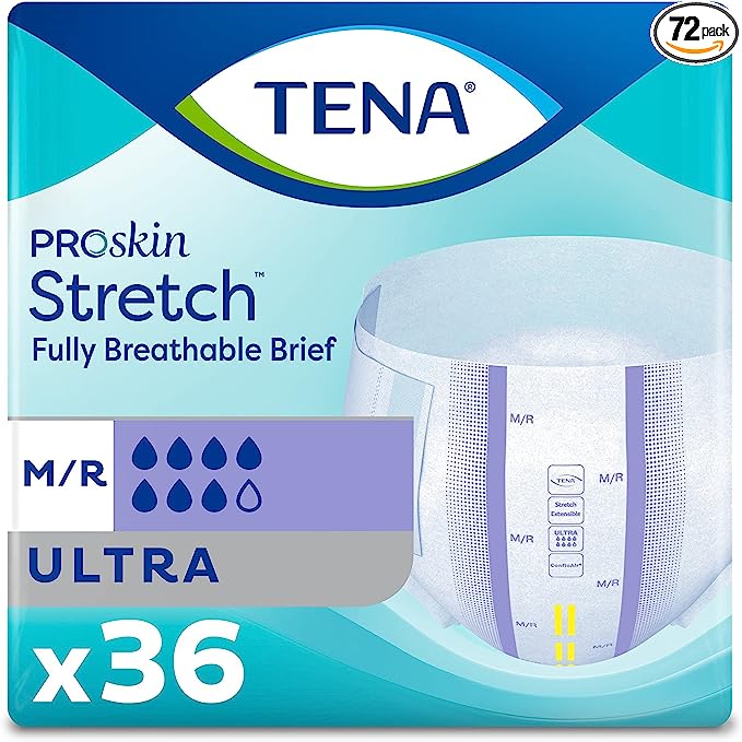 Tena Stretch ProSkin Stretch Ultra Briefs | M/R 33" - 52" | 67802 | Bag of 36