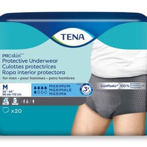 TENA Proskin Maximum Absorbency Underwear for Men | M 34 - 44 | 73520 | Bag 0f 20