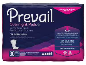 Prevail Overnight Bladder Control Pads | 16" | FQ PVX-120 | 1 Bag of 30
