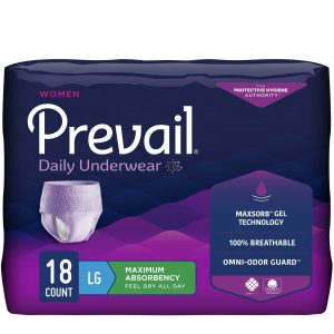 Prevail Incontinence Underwear for Women | Large 38" - 50" | Lavender | FQ PWC-513/1 | 1 Bag of 18